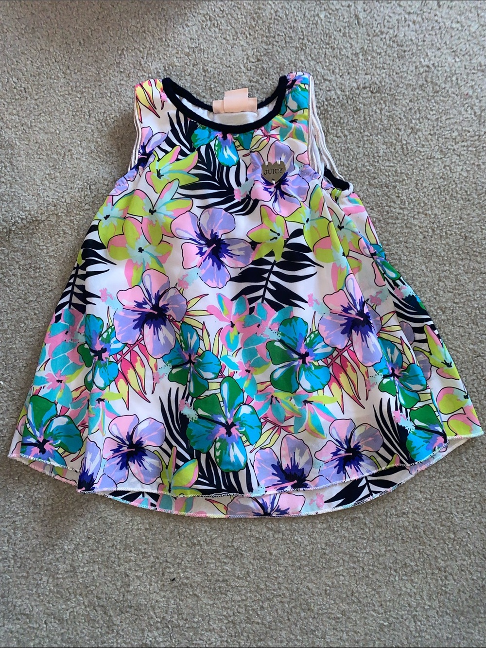 Juicy Couture Girls' Bright Floral Tank in Pink, Teal & Purple